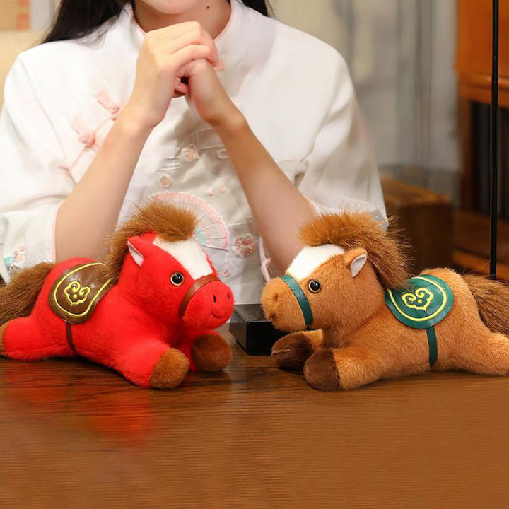 Buddha Stones Year Of The Horse Lying Plush Horse Doll Wealth Prosperity Home Decoration - image 5
