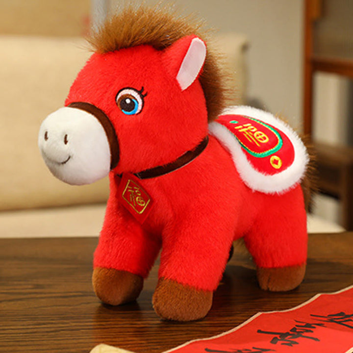 Buddha Stones Year Of The Horse Fu Character Plush Horse Doll Prosperity Fortune Home Decoration - Fu Character Horse - 32cm(Measured from ear to foot) - image 1
