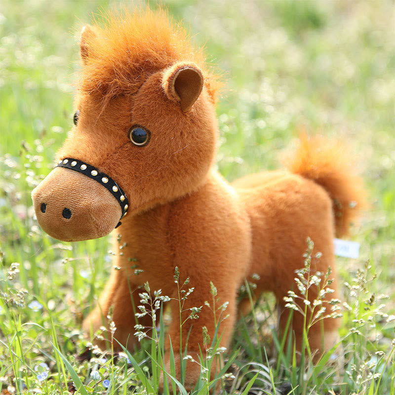 Buddha Stones Year Of The Horse Plush Cute Horse Doll Prosperity Energy Home Decoration - Chocolate - 24*25cm - image 1