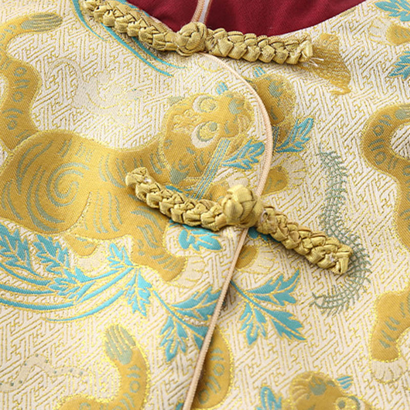 Buddha Stones 2Pcs Winter Cute Tiger Design Baby Toddler Boy Cotton Long Sleeve Tang Suit Elastic Waist Pants With Pockets Outfit Sets - image 8