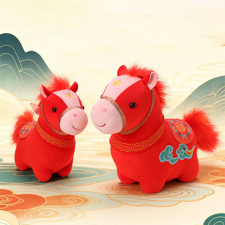 Buddha Stones Year Of The Horse Auspicious Cloud Pattern Stuffed Red Pony Plush Doll Home Decoration - image 9