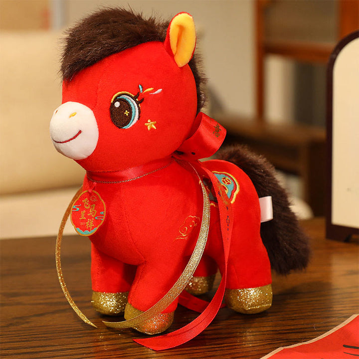 Buddha Stones Year Of The Horse Auspicious Cloud Pattern Winged Horse Plush Doll Energy Home Decoration - Horse - 20cm(Measured from ear to foot) - image 3
