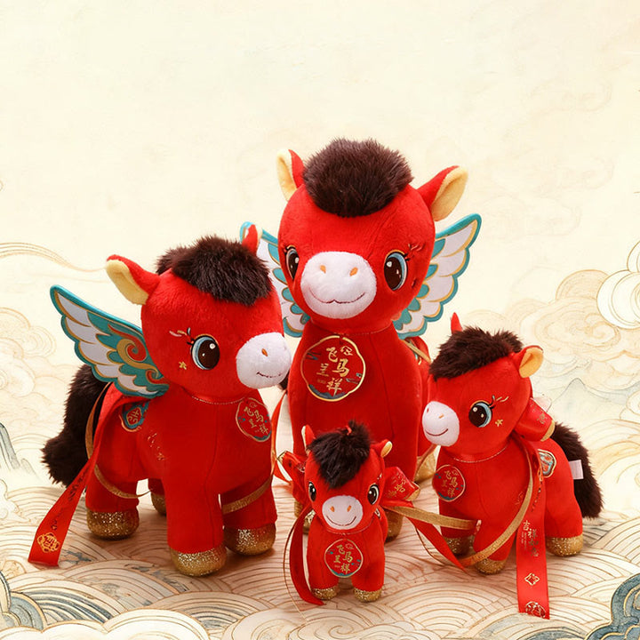 Buddha Stones Year Of The Horse Auspicious Cloud Pattern Winged Horse Plush Doll Energy Home Decoration - image 9
