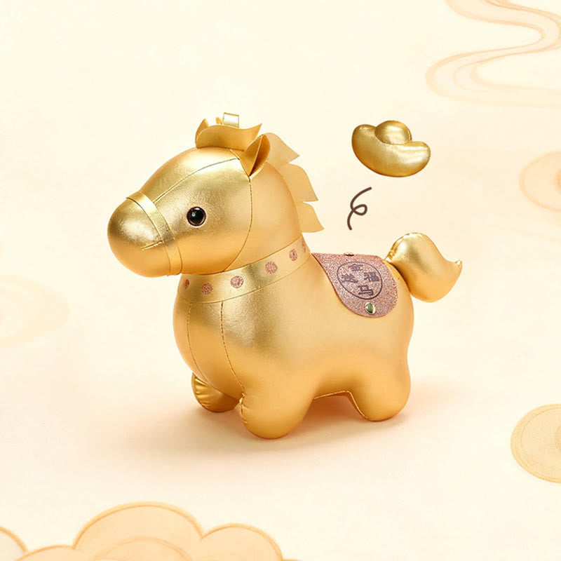 Buddha Stones Year Of The Horse Gold Ingot Cute Pony Doll Prosperity Home Decoration - image 2