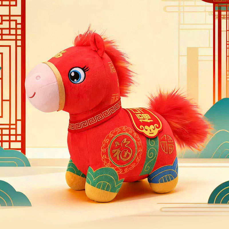 Buddha Stones Year Of The Horse Patchwork Pony Plush Doll Blessings Prosperity Home Decoration - image 1