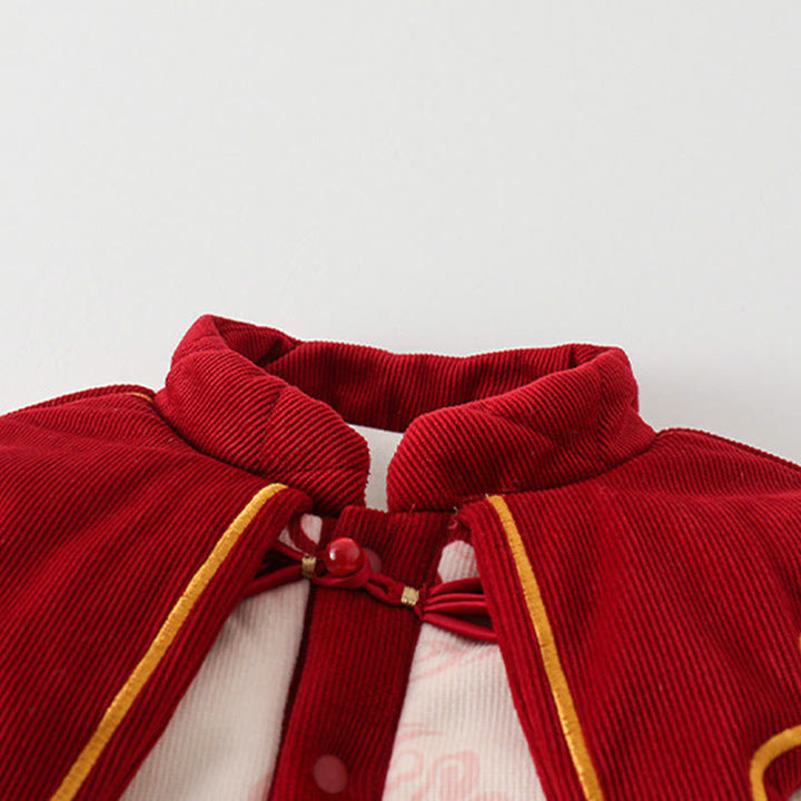 Buddha Stones Winter Butterfly Auspicious Clouds Design Baby Girl Cotton Long Sleeve One-pieces Rompers - image 5