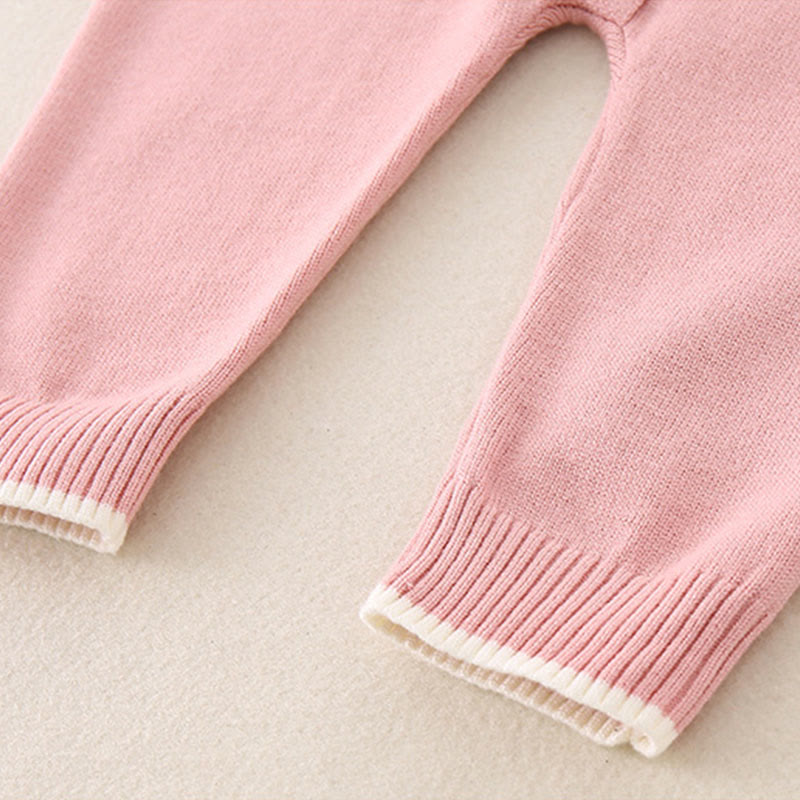 Buddha Stones Spring Fall Color Blocking Baby Girl Long Sleeve Hooded Knitted One-pieces Rompers - image 14