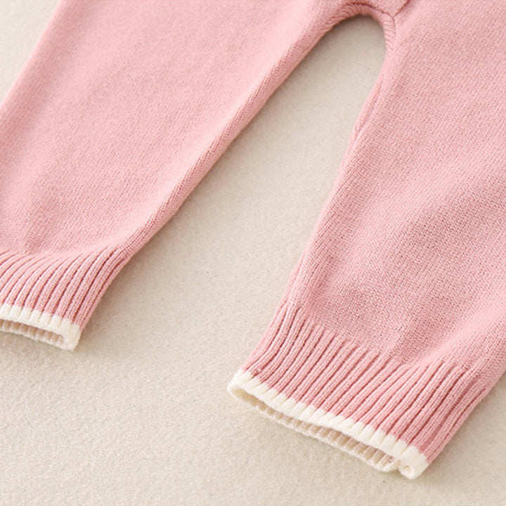 Buddha Stones Spring Fall Color Blocking Baby Girl Long Sleeve Hooded Knitted One-pieces Rompers - image 14