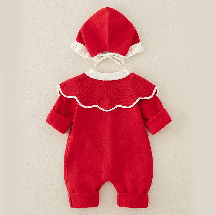 Buddha Stones Spring Fall Color Blocking Baby Girl Long Sleeve Hooded Knitted One-pieces Rompers - image 2