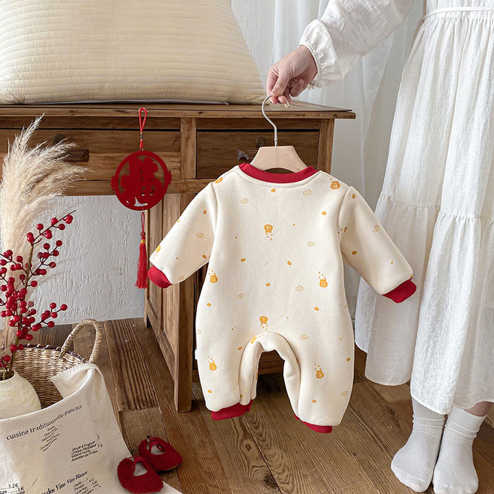 Buddha Stones Winter Year of the Horse Design Baby Girl Boy Cotton Long Sleeve One-pieces Rompers - image 2