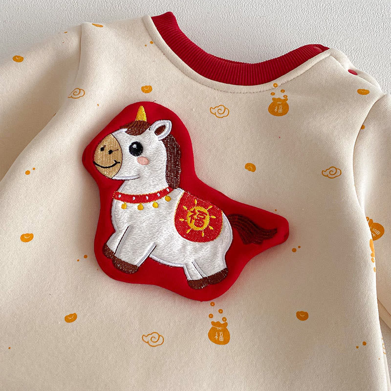 Buddha Stones Winter Year of the Horse Design Baby Girl Boy Cotton Long Sleeve One-pieces Rompers - image 6