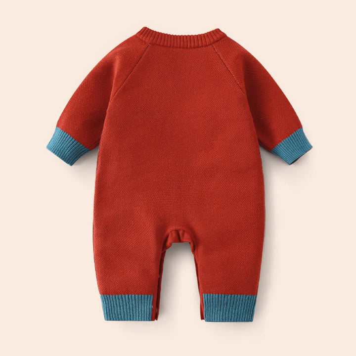 Buddha Stones Fall Winter Red Panda Pattern Baby Boy Girl Cotton Long Sleeve Knitted One-pieces Rompers - image 2