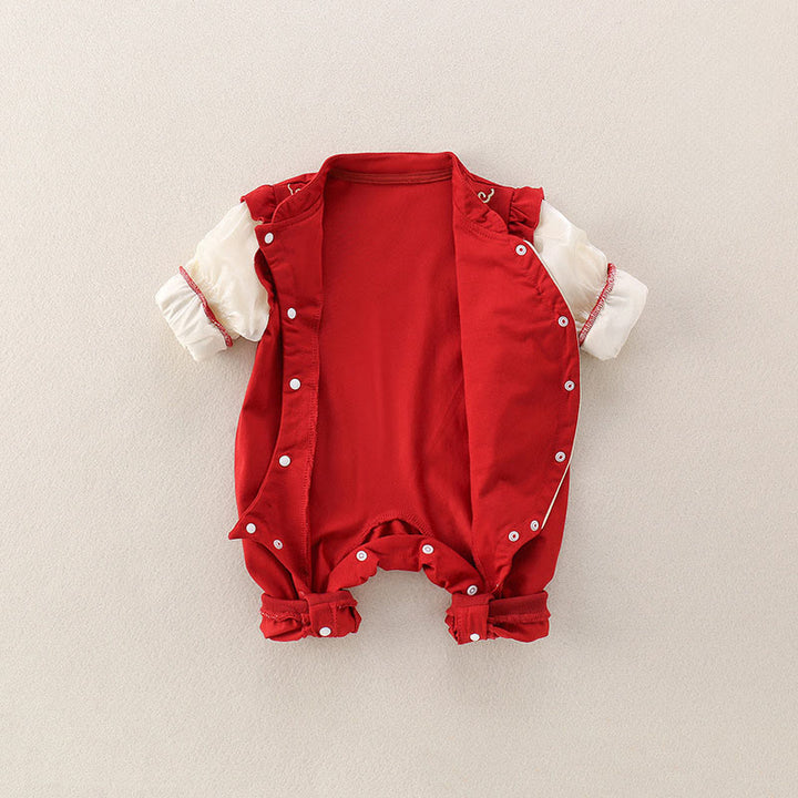 Buddha Stones Spring Fall Red Cute Year of the Horse Pony Design Baby Girl Cotton Long Sleeve One-pieces Rompers - image 4