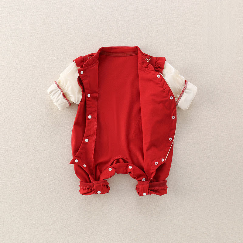Buddha Stones Spring Fall Red Cute Year of the Horse Pony Design Baby Girl Cotton Long Sleeve One-pieces Rompers - image 4