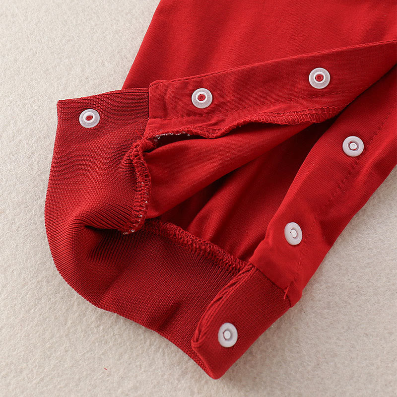 Buddha Stones Spring Fall Red Cute Year of the Horse Pony Design Baby Girl Cotton Long Sleeve One-pieces Rompers - image 7