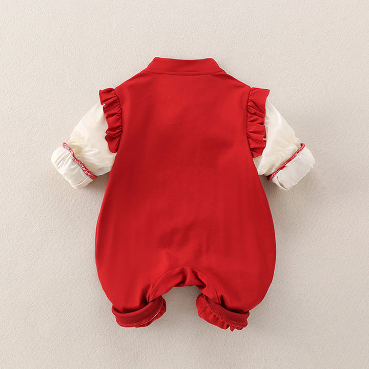 Buddha Stones Spring Fall Red Cute Year of the Horse Pony Design Baby Girl Cotton Long Sleeve One-pieces Rompers - image 2