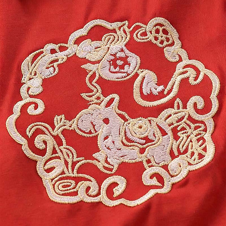 Buddha Stones Spring Fall Red Cute Year of the Horse Pony Design Baby Girl Cotton Long Sleeve One-pieces Rompers - image 6