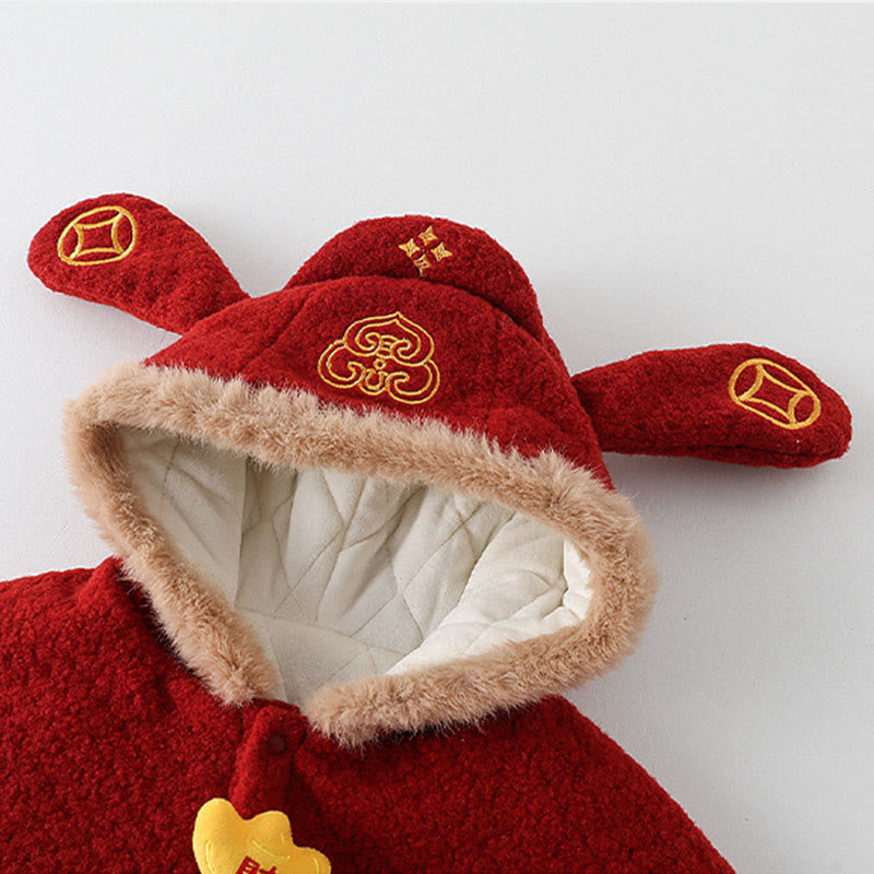 Buddha Stones Fall Winter Red Koi Fish Waves Design Baby Girl Boy Long Sleeve Cloak Jacket - image 4