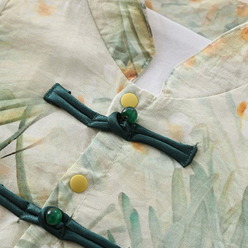 Buddha Stones Spring Fall Beige Flowers Green Grass Design Baby Girl Cotton Long Sleeve One-pieces Rompers - image 8