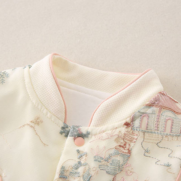 Buddha Stones Spring Fall Pavilion Design Baby Girl Cotton Long Sleeve One-pieces Rompers - image 5