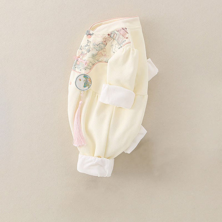 Buddha Stones Spring Fall Pavilion Design Baby Girl Cotton Long Sleeve One-pieces Rompers - image 4