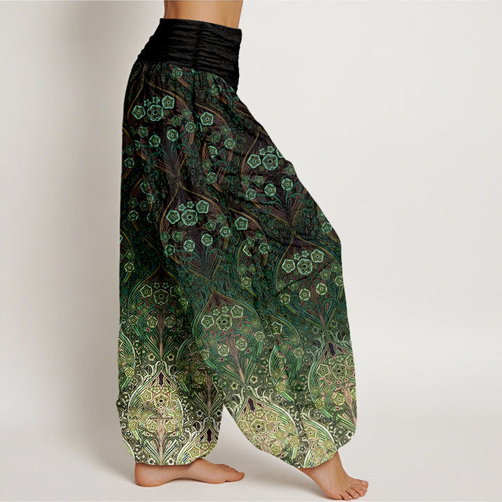 Buddha Stones Pure Cotton Retro Flower Pattern Women's Elastic Waist Harem Pants - image 10