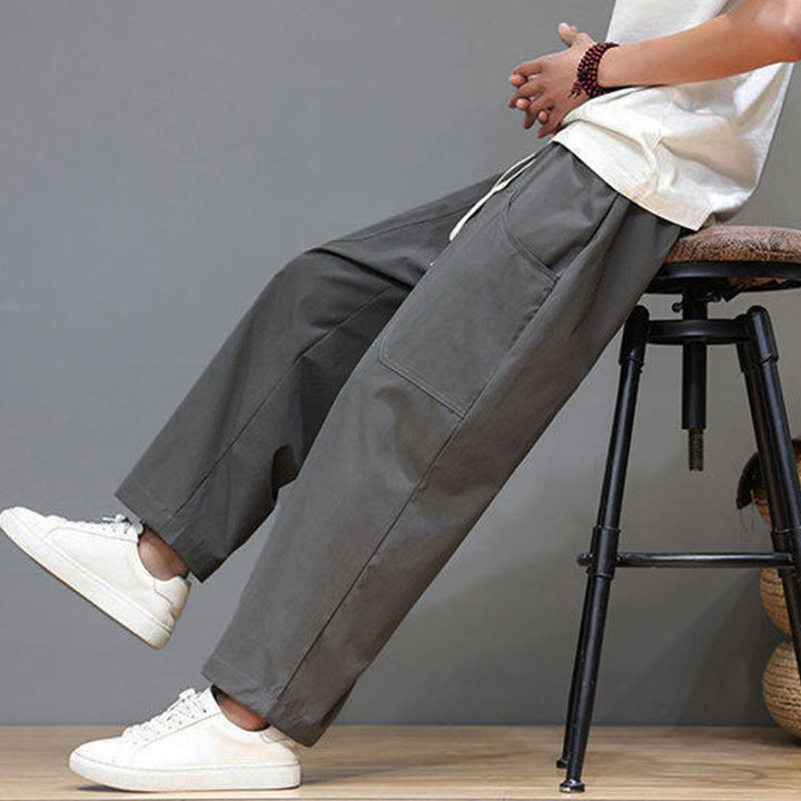 Buddha Stones Summer Solid Color Drawstring Straight Leg Ankle-Length Men's Pants With Pockets - image 15