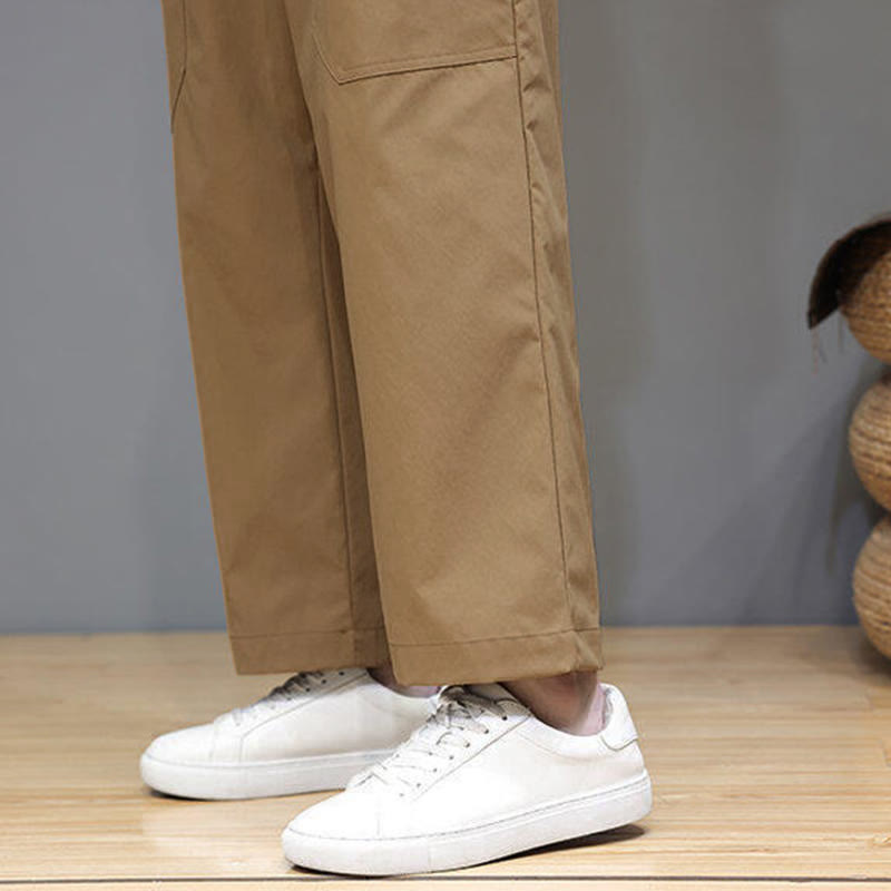 Buddha Stones Summer Solid Color Drawstring Straight Leg 7-8 Length Men's Pants With Pockets - image 34