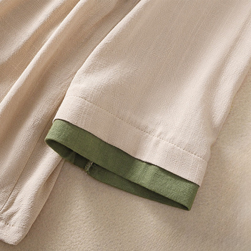 Buddha Stones Retro Lace-up Frog-Button Design Women's Three Quarter Sleeve Cotton Linen Shirt - image 9