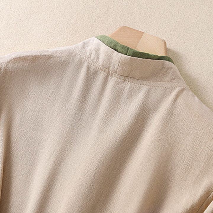 Buddha Stones Retro Lace-up Frog-Button Design Women's Three Quarter Sleeve Cotton Linen Shirt - image 4