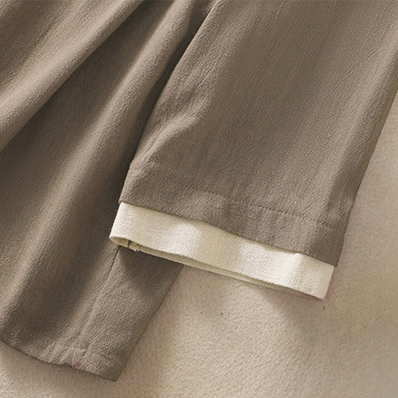 Buddha Stones Retro Lace-up Frog-Button Design Women's Three Quarter Sleeve Cotton Linen Shirt - image 22