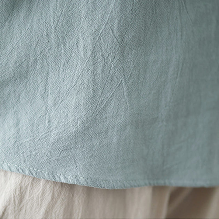 Buddha Stones Women's Spring Embroidered Flower Pattern Stand Collar Long Sleeve Cotton Shirt - image 16