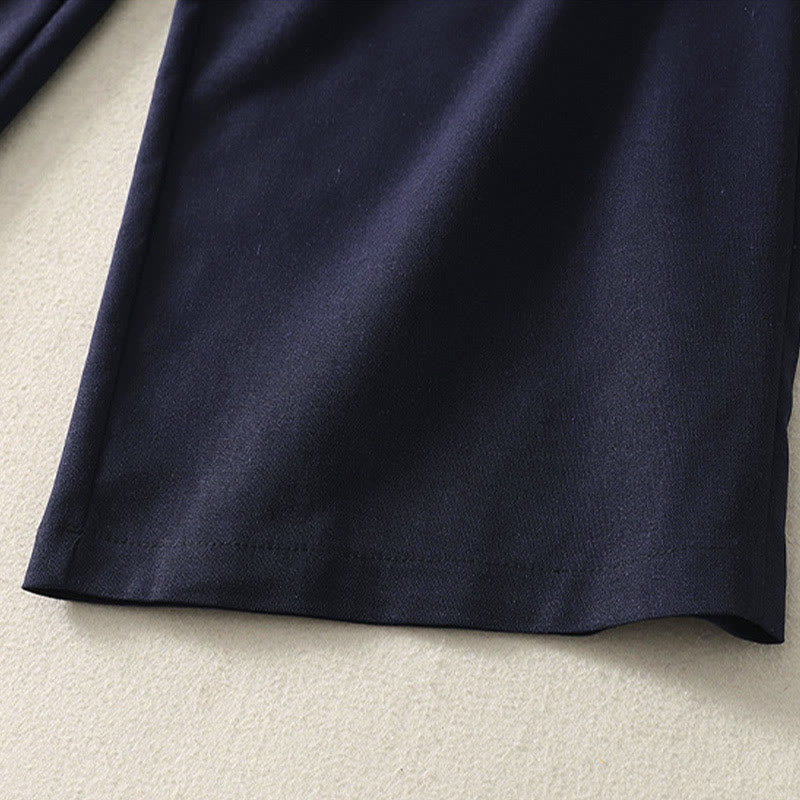 Buddha Stones Women's Embroidery Elastic Waistband Zipper Design Cotton Wide Leg Pants With Pockets - image 20