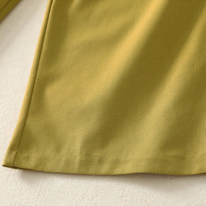 Buddha Stones Women's Embroidery Elastic Waistband Zipper Design Cotton Wide Leg Pants With Pockets - image 15