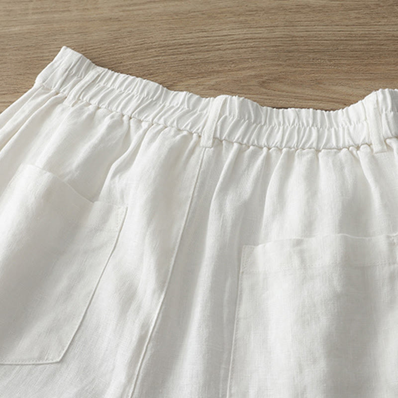 Buddha Stones Women's Fall Commute Solid Color Zipper Design Cotton Wide Leg Pants With Pockets - image 9