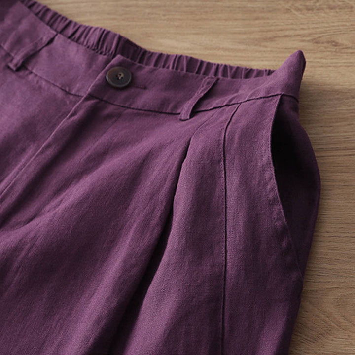 Buddha Stones Women's Fall Commute Solid Color Zipper Design Cotton Wide Leg Pants With Pockets - image 32