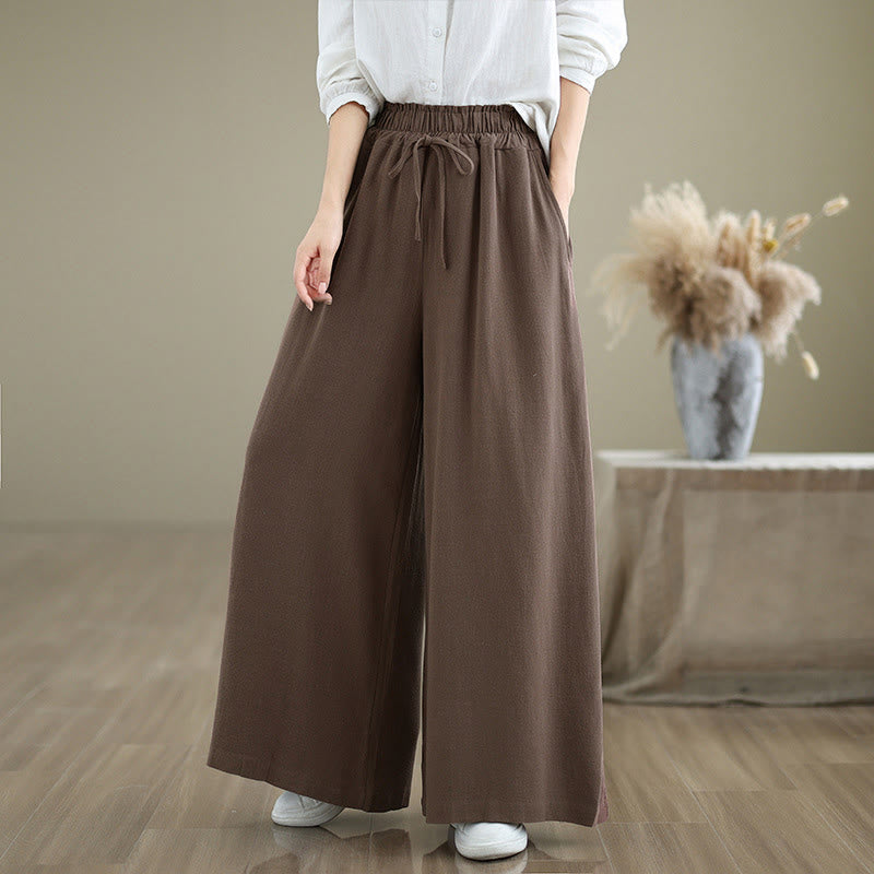 Buddha Stones Women's Pure Color Drawstring Cotton Linen Wide Leg Ankle-Length Pants With Pockets - Sienna - US6，UK/AU10，EU38 (XL) - image 21