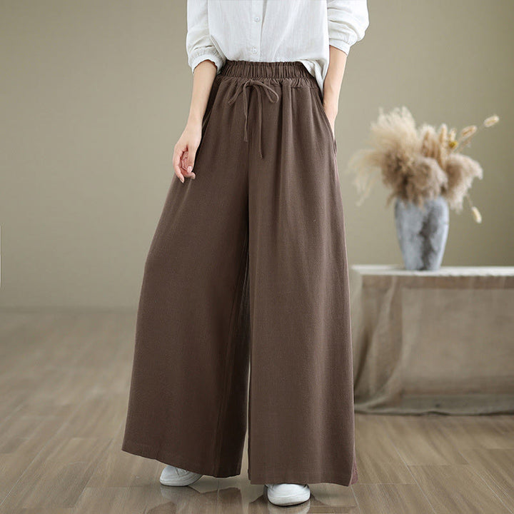 Buddha Stones Women's Pure Color Drawstring Cotton Linen Wide Leg Ankle-Length Pants With Pockets - Sienna - US6，UK/AU10，EU38 (XL) - image 21