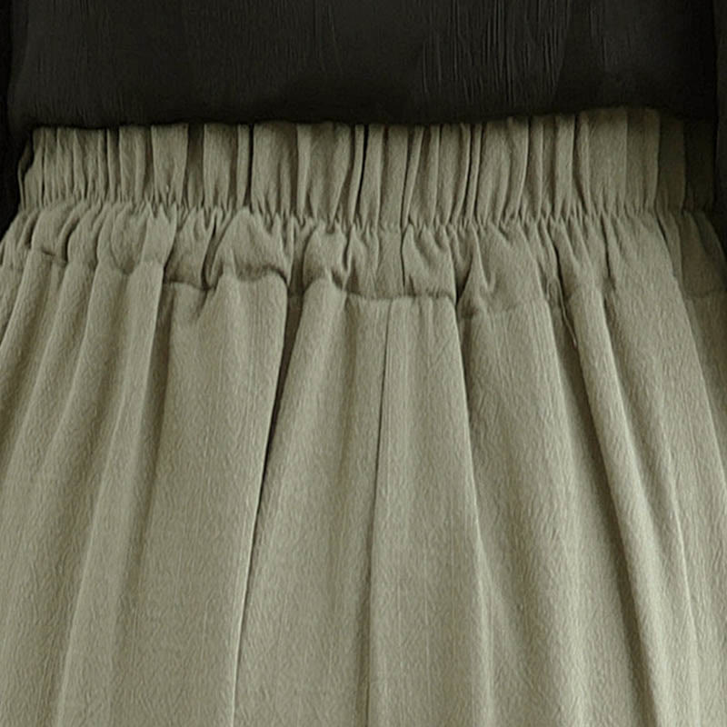 Buddha Stones Women's Pure Color Drawstring Cotton Linen Wide Leg Ankle-Length Pants With Pockets - image 6