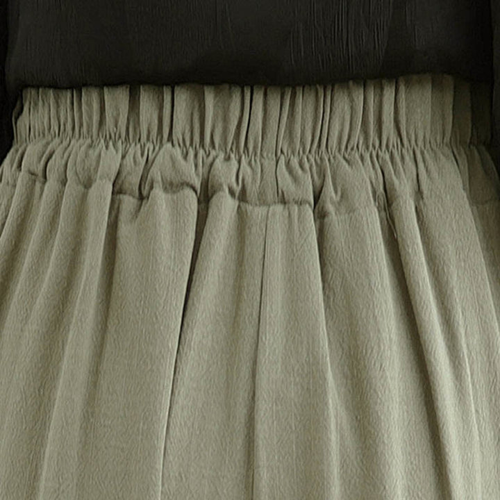 Buddha Stones Women's Pure Color Drawstring Cotton Linen Wide Leg Ankle-Length Pants With Pockets - image 6