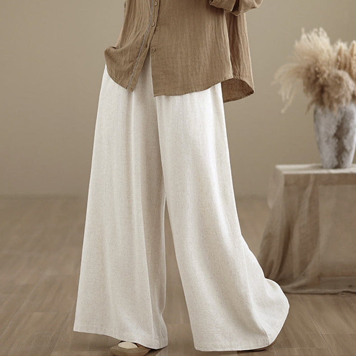Buddha Stones Women's Pure Color Drawstring Cotton Linen Wide Leg Ankle-Length Pants With Pockets - image 19