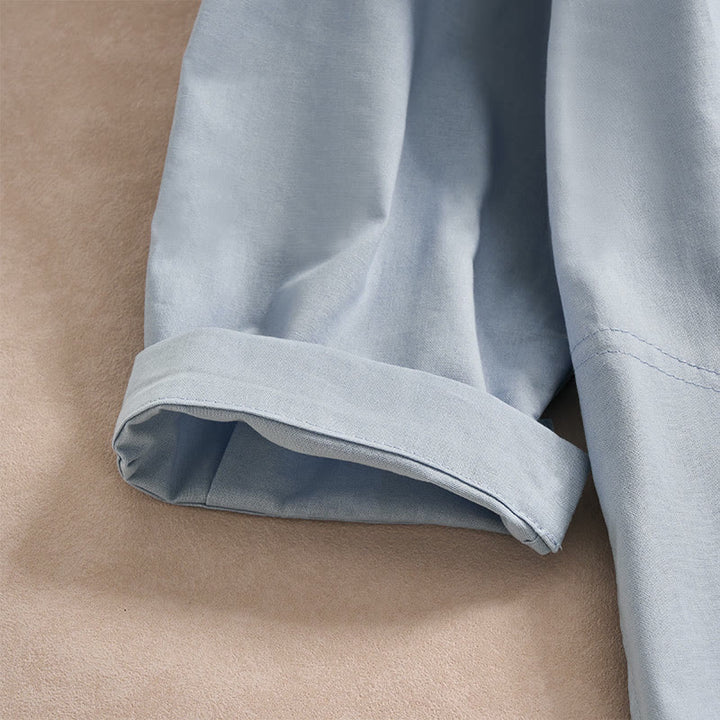 Buddha Stones Fall Solid Color Buttons Design Three Quarter Sleeve Cotton Women's Shirts With Pockets - image 3