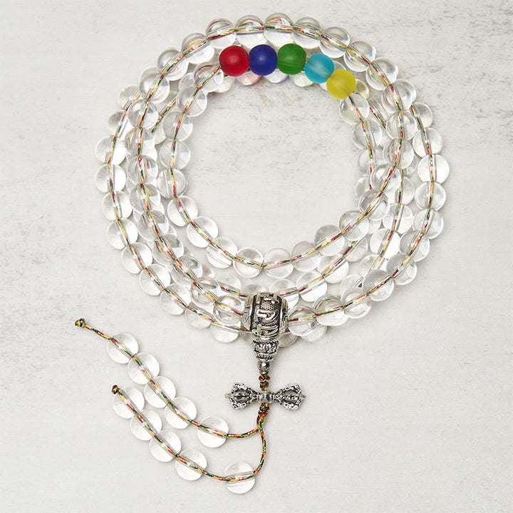 Buddha Stones Vajra Charm Liuli 108 Beads Spiritual Power Strength Mala - Liuli - image 0