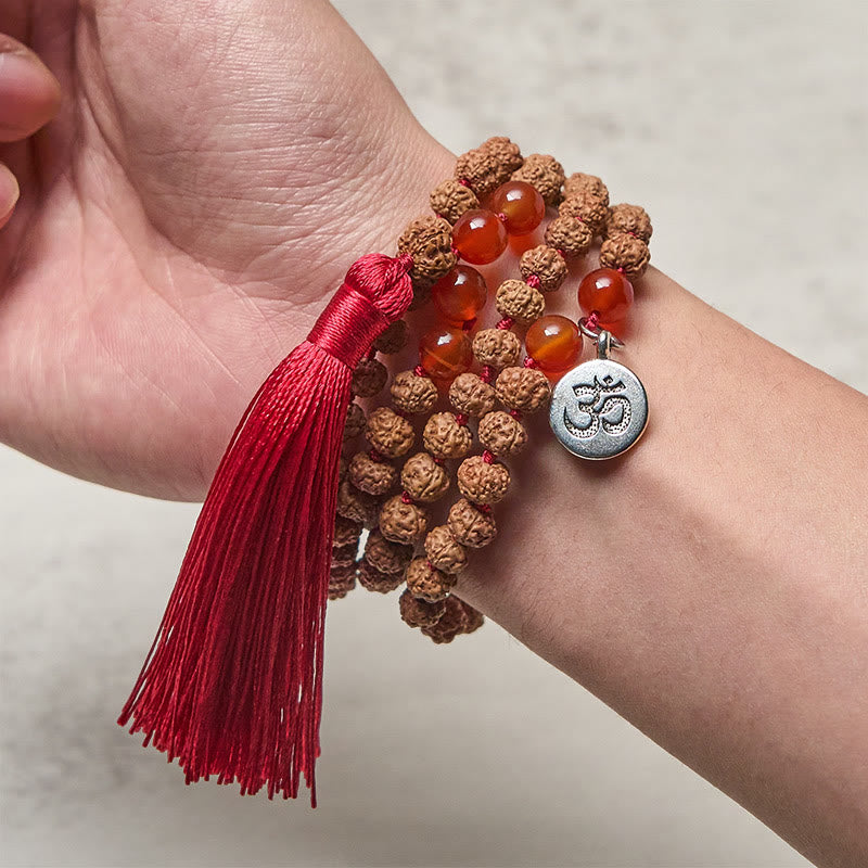 Buddha Stones Tibetan 108 Beads Bodhi Seed Om Symbol Charm Tassel Wealth Auspiciousness Mala - image 3