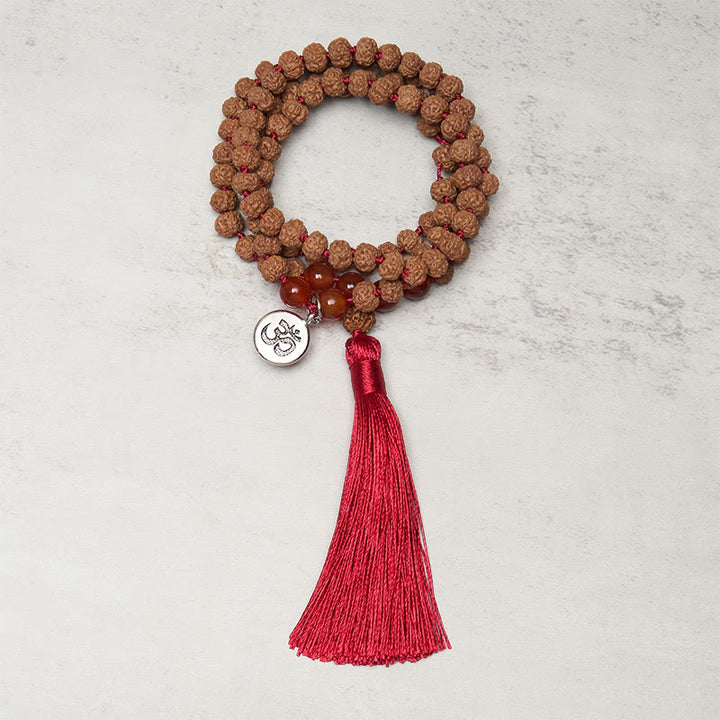 Buddha Stones Tibetan 108 Beads Bodhi Seed Om Symbol Charm Tassel Wealth Auspiciousness Mala - image 1