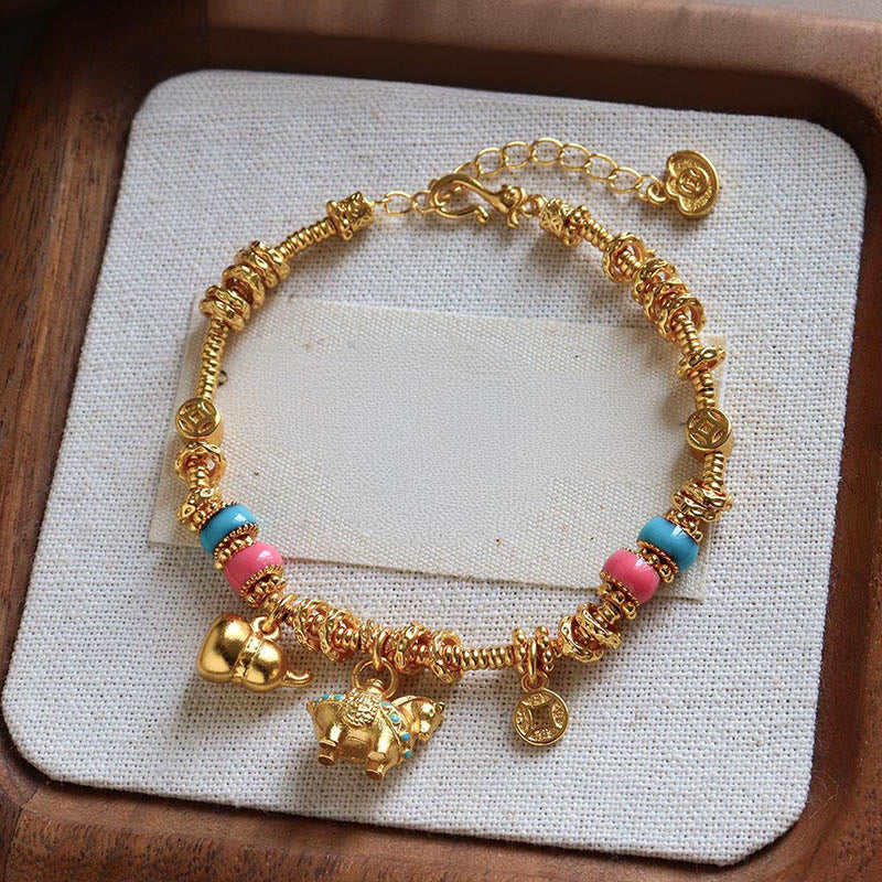 Buddha Stones Year Of The Horse Gourd Copper Coin Copper Balance Bracelet - image 2