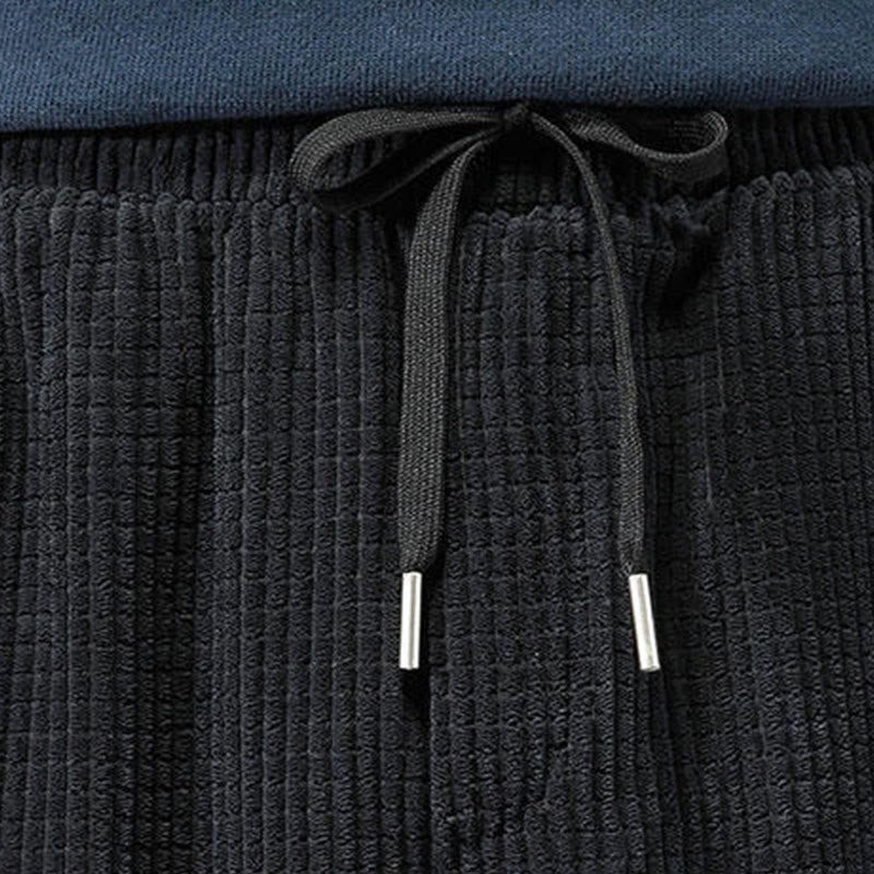 Buddha Stones Fall Solid Drawstring Side Paisley Pattern Straight Leg Ankle-length Corduroy Men's Pants With Pockets - image 9