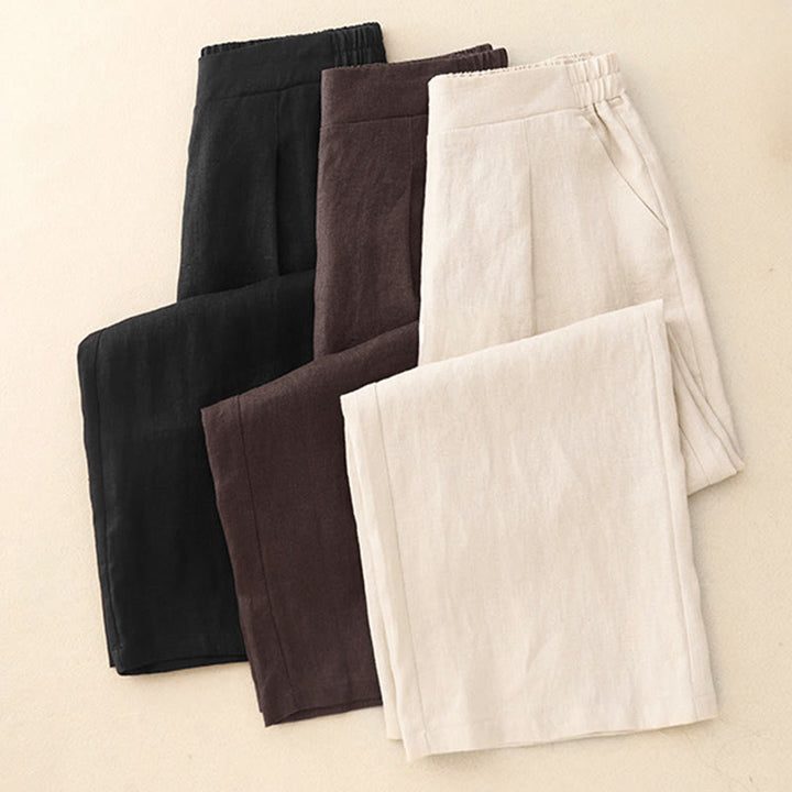 Buddha Stones Women's Spring Plain Simple 7-8 Length Cotton Pants With Pockets - image 21