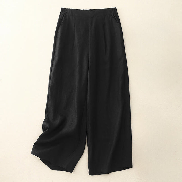 Buddha Stones Women's Spring Plain Simple 7-8 Length Cotton Pants With Pockets - Black - US12，UK/AU16，EU44 (2XL) - image 6