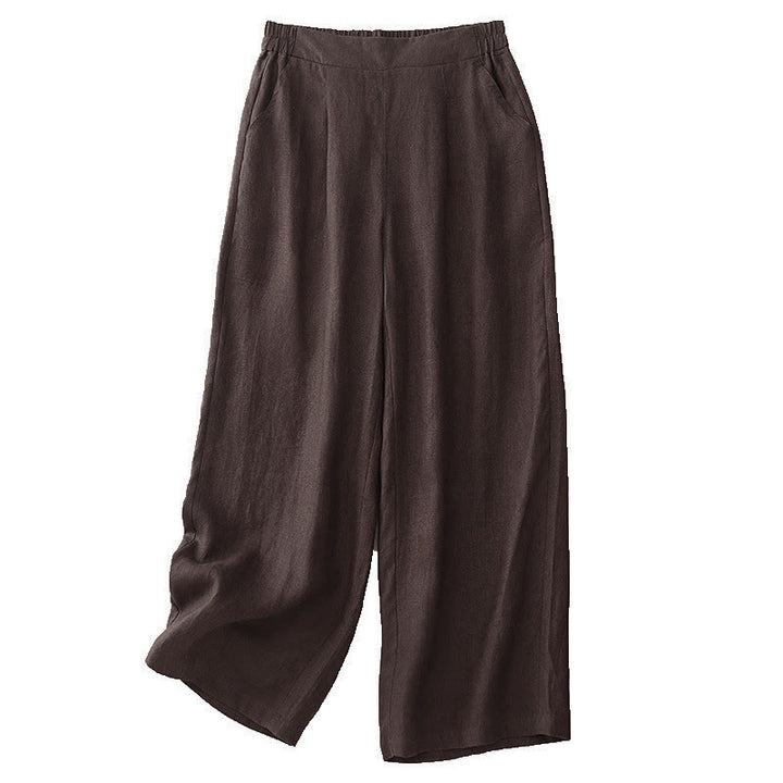 Buddha Stones Women's Spring Plain Simple 7-8 Length Cotton Pants With Pockets - image 5